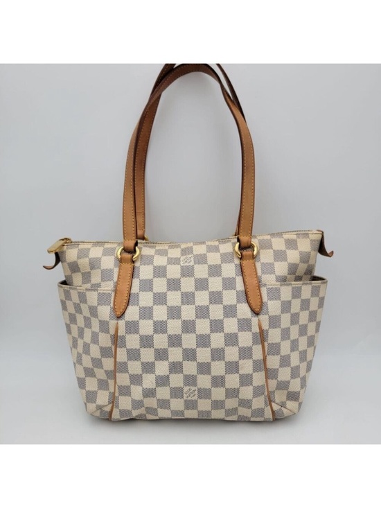 Louis Vuitton Handbags - Louis Vuitton Damier Azur shoulder/tote with Tan Leather Trim. Authentic